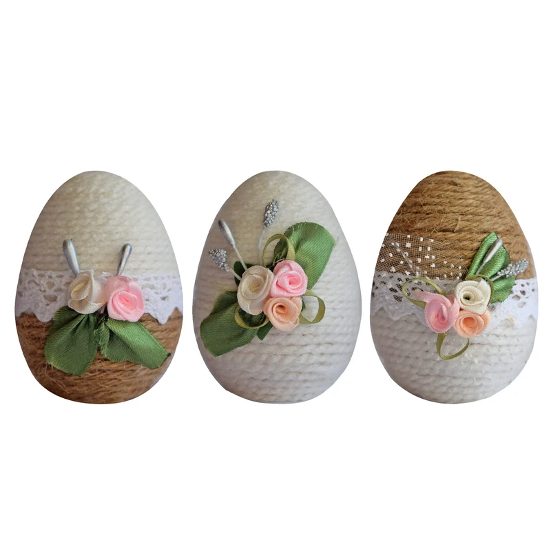  تخم مرغ سفالی مدل سفره هفت سین طرح ریحان گلدار کد S3037nr بسته 3 عددی