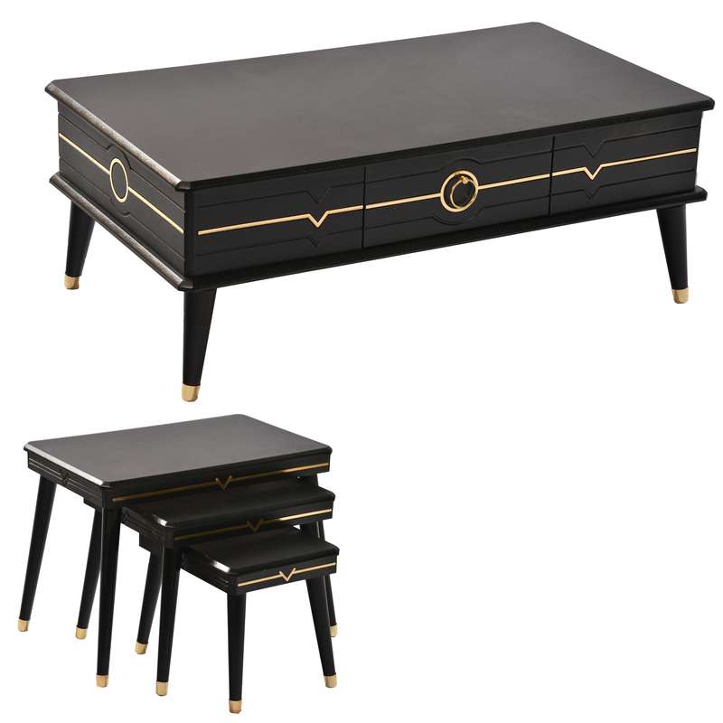 میز پذیرایی میز چوب مدل ماکان مجموعه 4 عددی