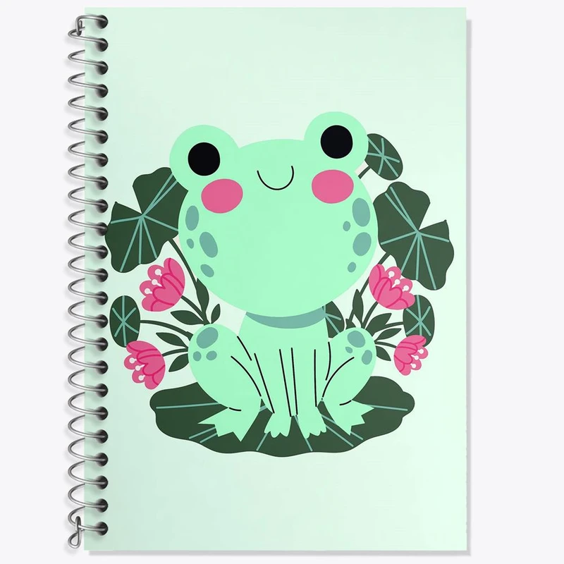 دفتر زبان 50 برگ خندالو مدل دو خط طرح قورباغه کد 29170