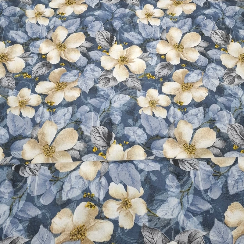 عکس شماره 3 : پارچه ملحفه عرض 1.96 متر مدل نسترن رنگ آبی کاربنی