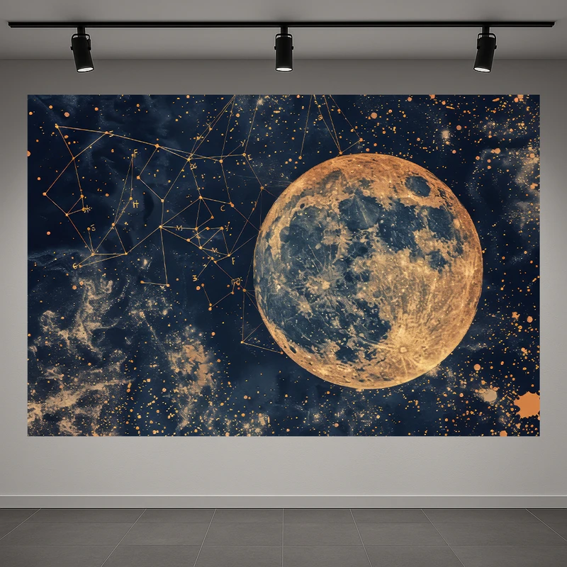 پوستر طرح مخمل ماه مدل صورت فلکی کد AR3059387