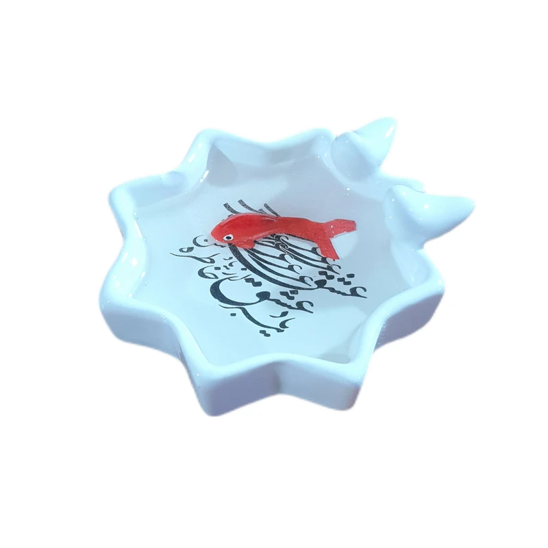 ظرف ماهی هفت سین رزینی مدل حوضچه طرح کالیگرافی