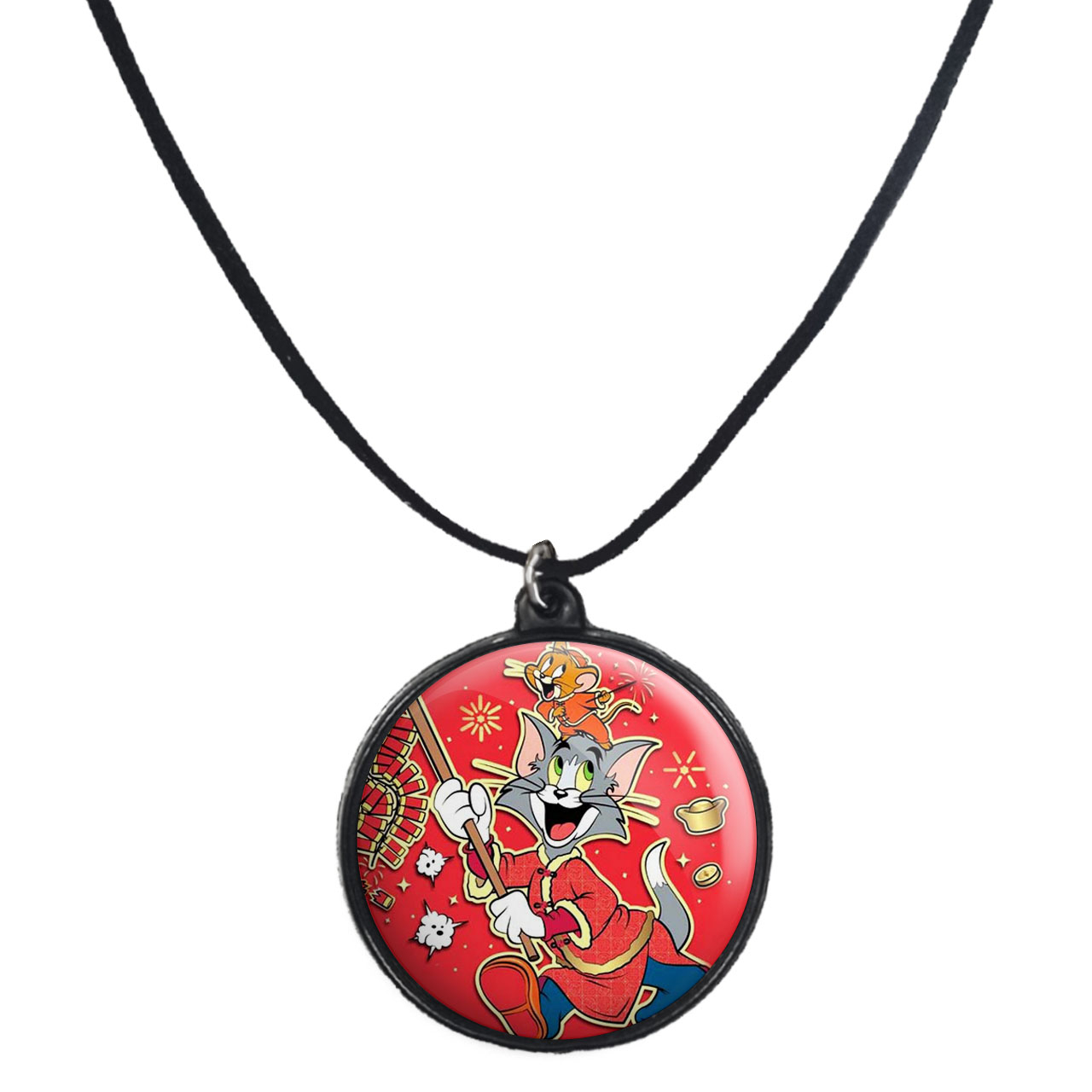 گردنبند پرمانه طرح تام و جری کد pmb.10796 مدل دو طرفه