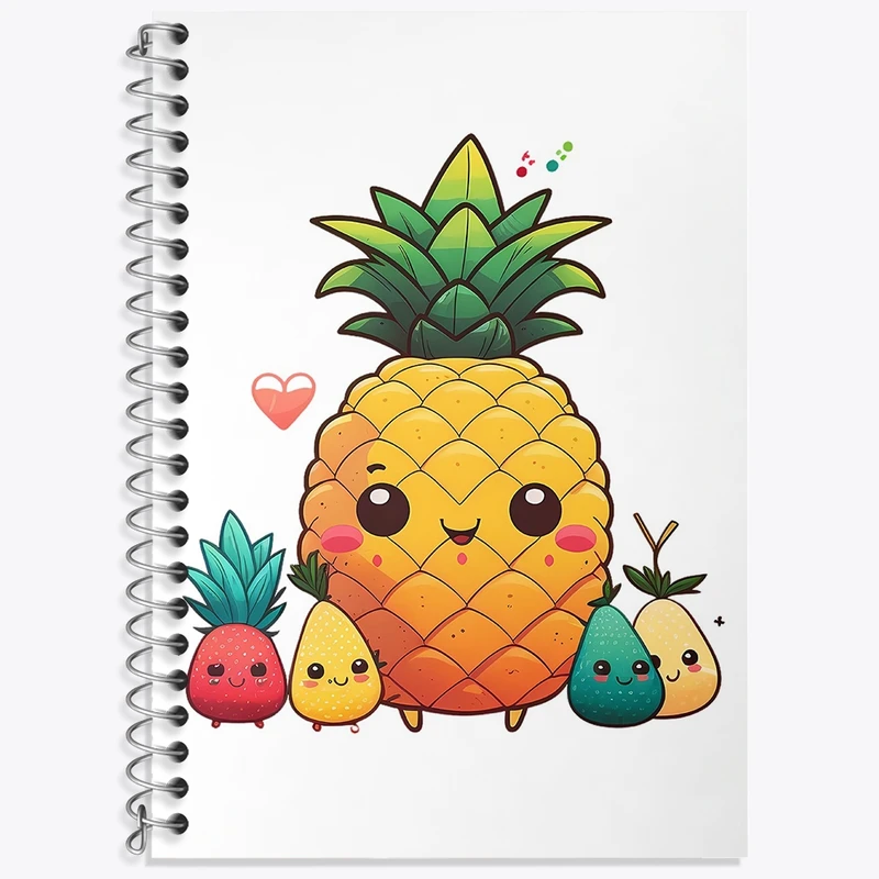 دفتر زبان 50 برگ خندالو مدل سه خط طرح آناناس کیوت کد N1637