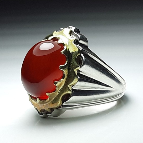 انگشتر نقره مردانه عقیق سرخ خراسان