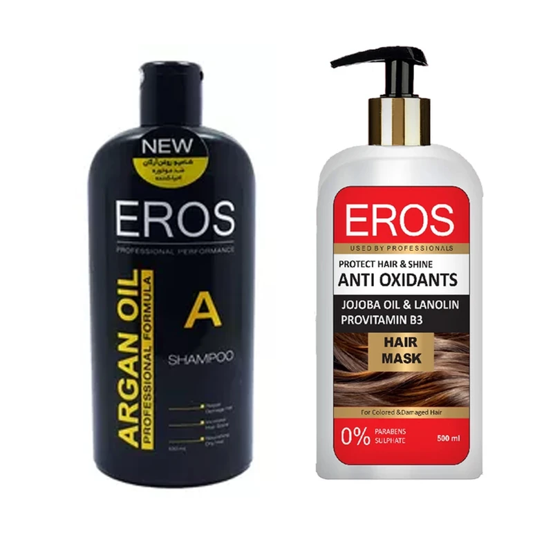 شامپو مو ایروس مدل آرگان حجم 450 میلی لیتر  به همراه شامپو مو مدل آنتی اکسیدان حجم 500 میلی لیتر