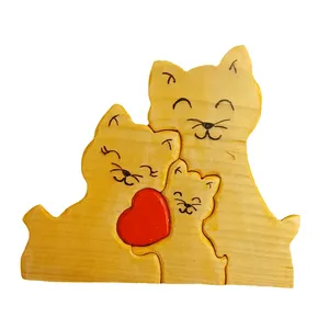پازل چوبی خانوادگی گربه 3 سه قطعه مدل pishi