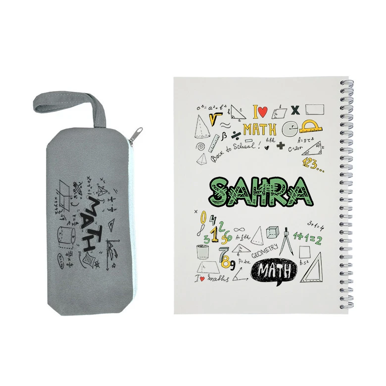 دفتر مشق 50 برگ طرح ریاضی مدل صحرا به همراه جامدادی