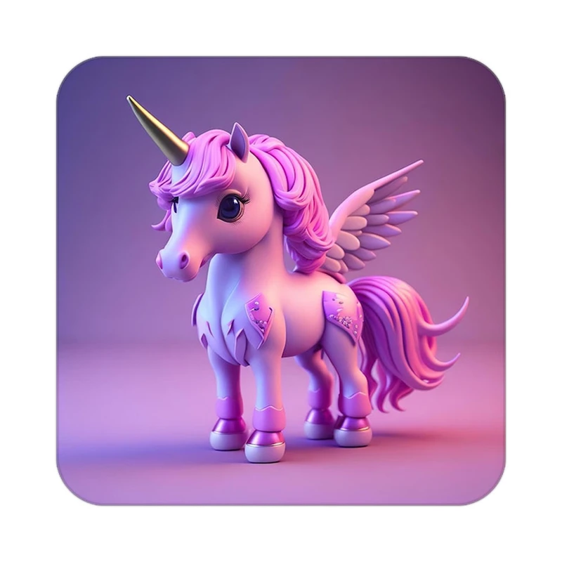 زیر لیوانی کاکتی طرح اسب تک شاخ و یونیکورن مدل mp31786