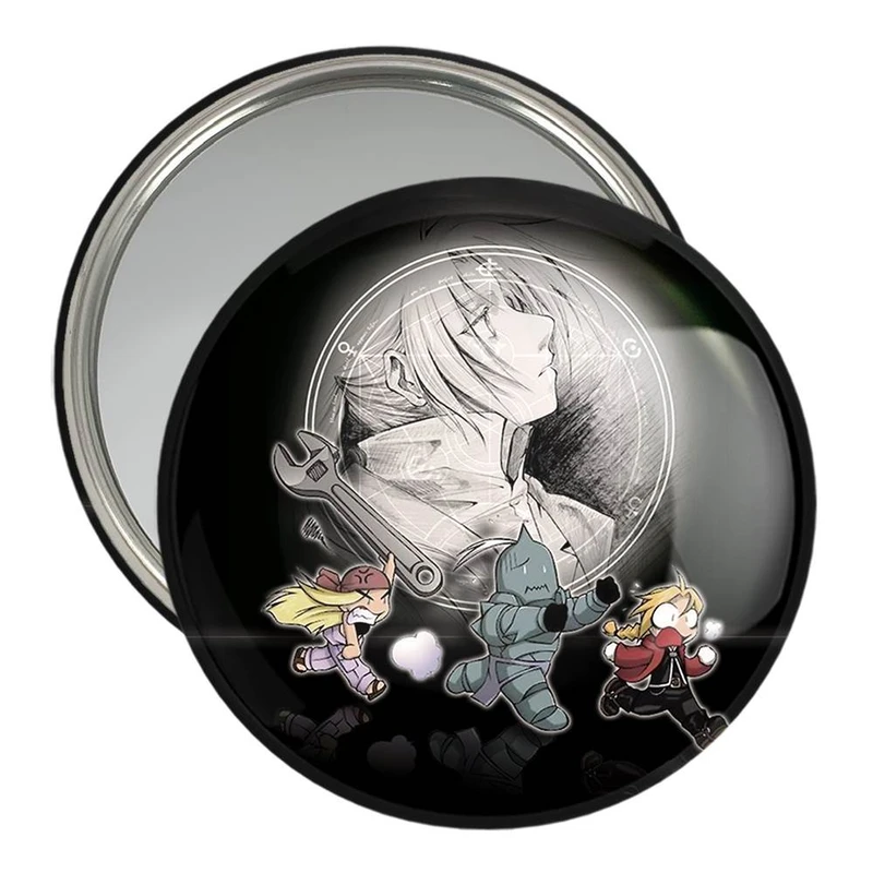 آینه جیبی خندالو مدل ادوارد و آلفونس و وینری انیمه کیمیاگر تمام فلزی  کد 12674