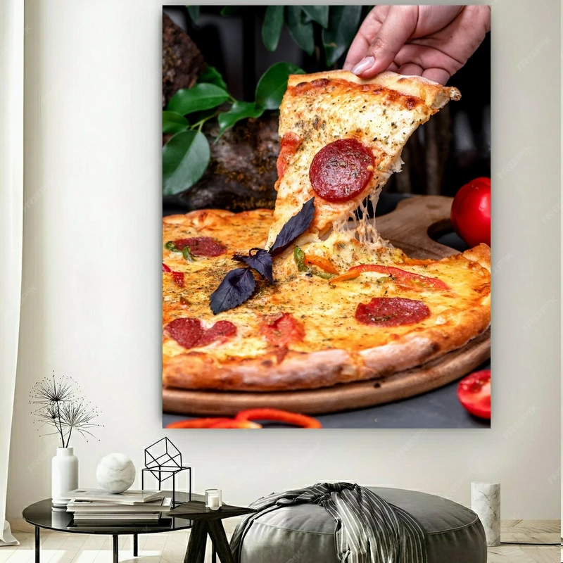  پوستر طرح مخمل پیتزا مدل پپرونی پنیری کد FP105063