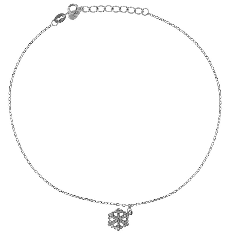 پابند نقره زنانه مدل آویز دار طرح دونه برف کد 349621 پابند نقره زنانه مدل آویز دار طرح دونه برف کد 349621