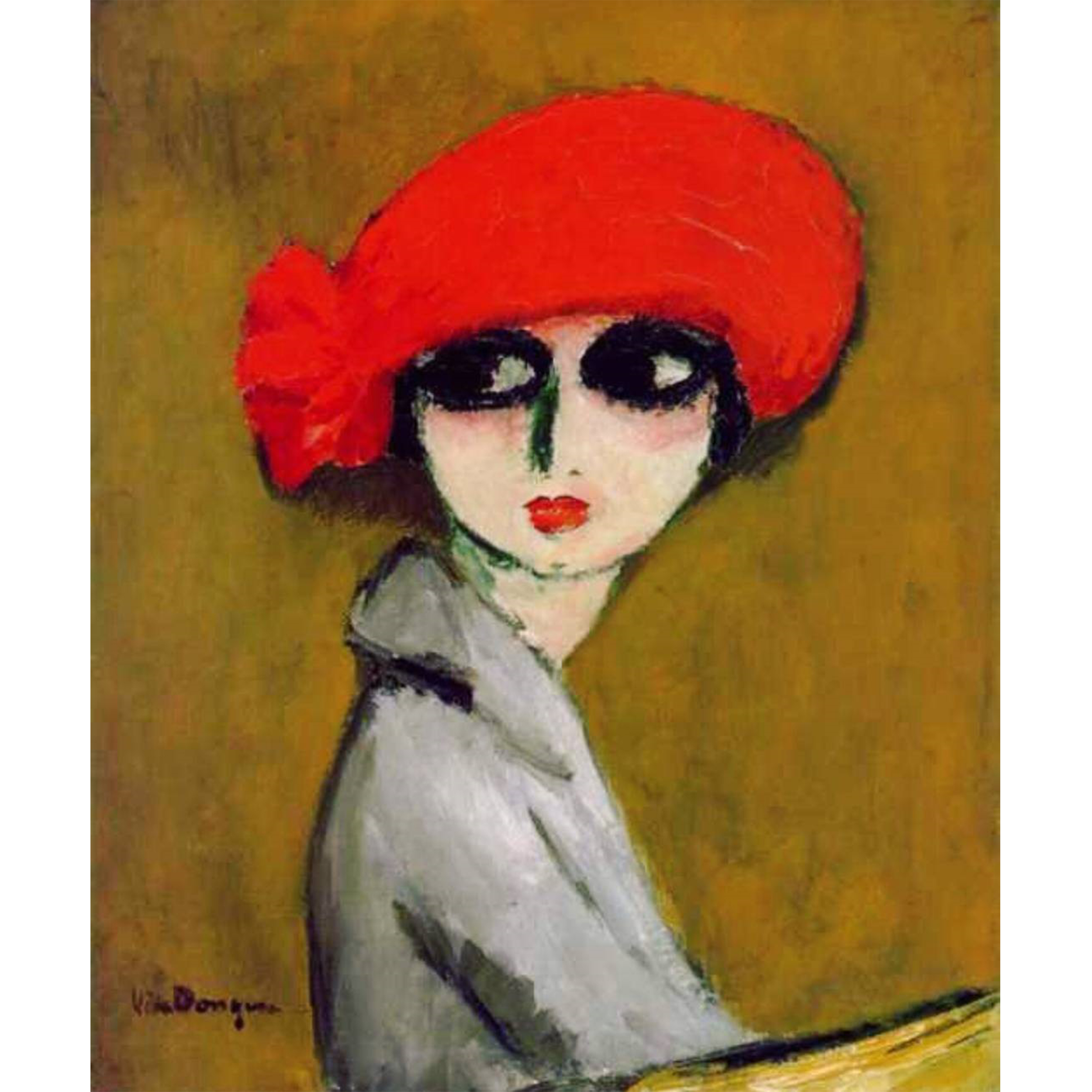 تابلو نقاشی رنگ روغن طرح دختری با کلاه کد 001