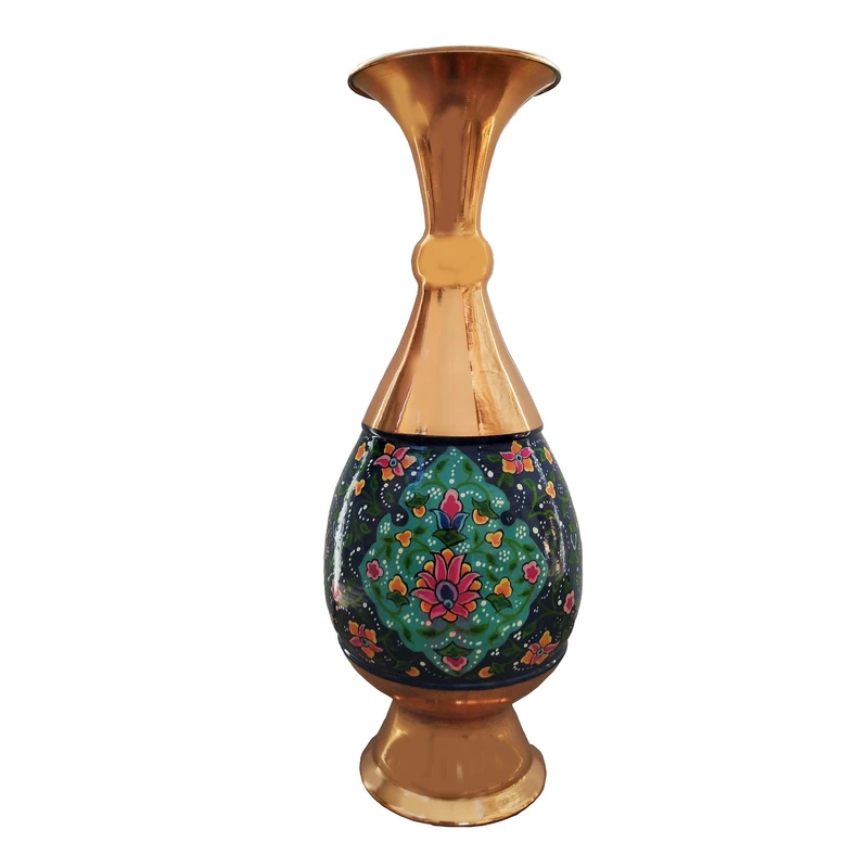 گلدان مسی مدل مس و پرداز طرح گل کد 25