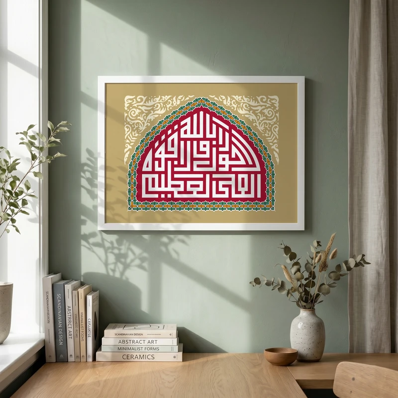 تابلو طرح لاحول و لاقوه الا بالله مدل G14702 فریم سفید