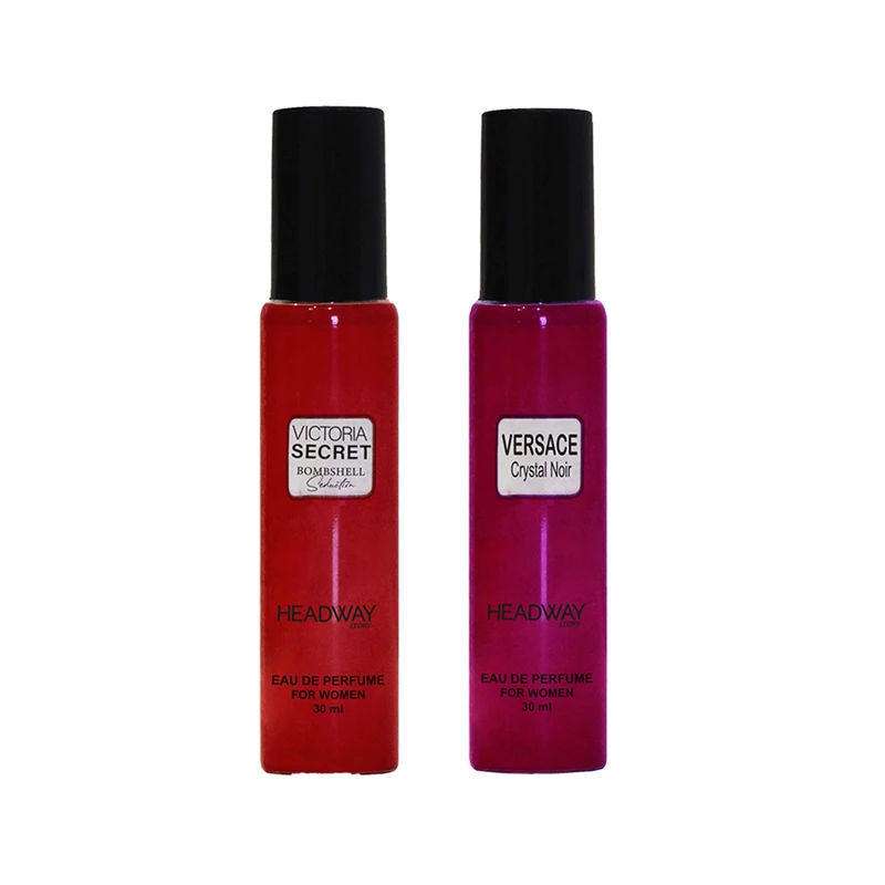 عطر جیبی زنانه هدوی استوری مدل ورساچه کریستال نویر و ویکتوریا سکرت سداکشن حجم 30 میلی لیتر مجموعه 2 عددی