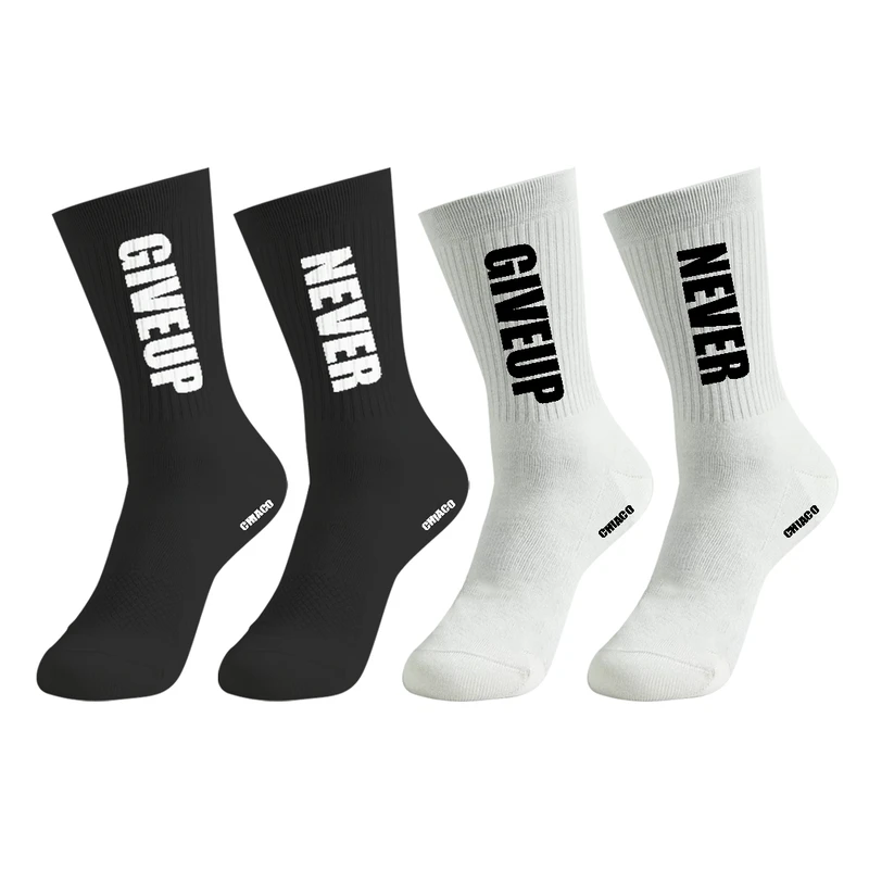 جوراب ورزشی ساق بلند زنانه چیاکو مدل NEVER GIVEUP کد 039 بسته 2 عددی