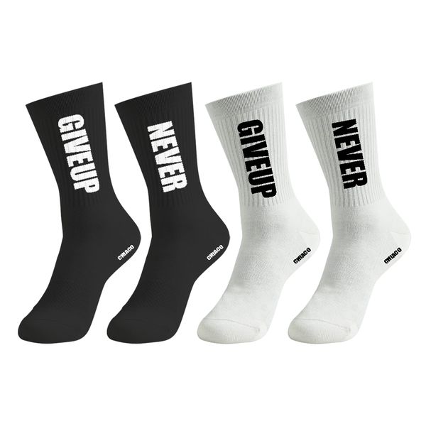 جوراب ورزشی ساق بلند زنانه چیاکو مدل NEVER GIVEUP کد 039 بسته 2 عددی