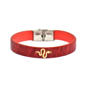 دستبند طلا 18 عیار مردانه فرشته طرح مار کد UBCHL0012-0024