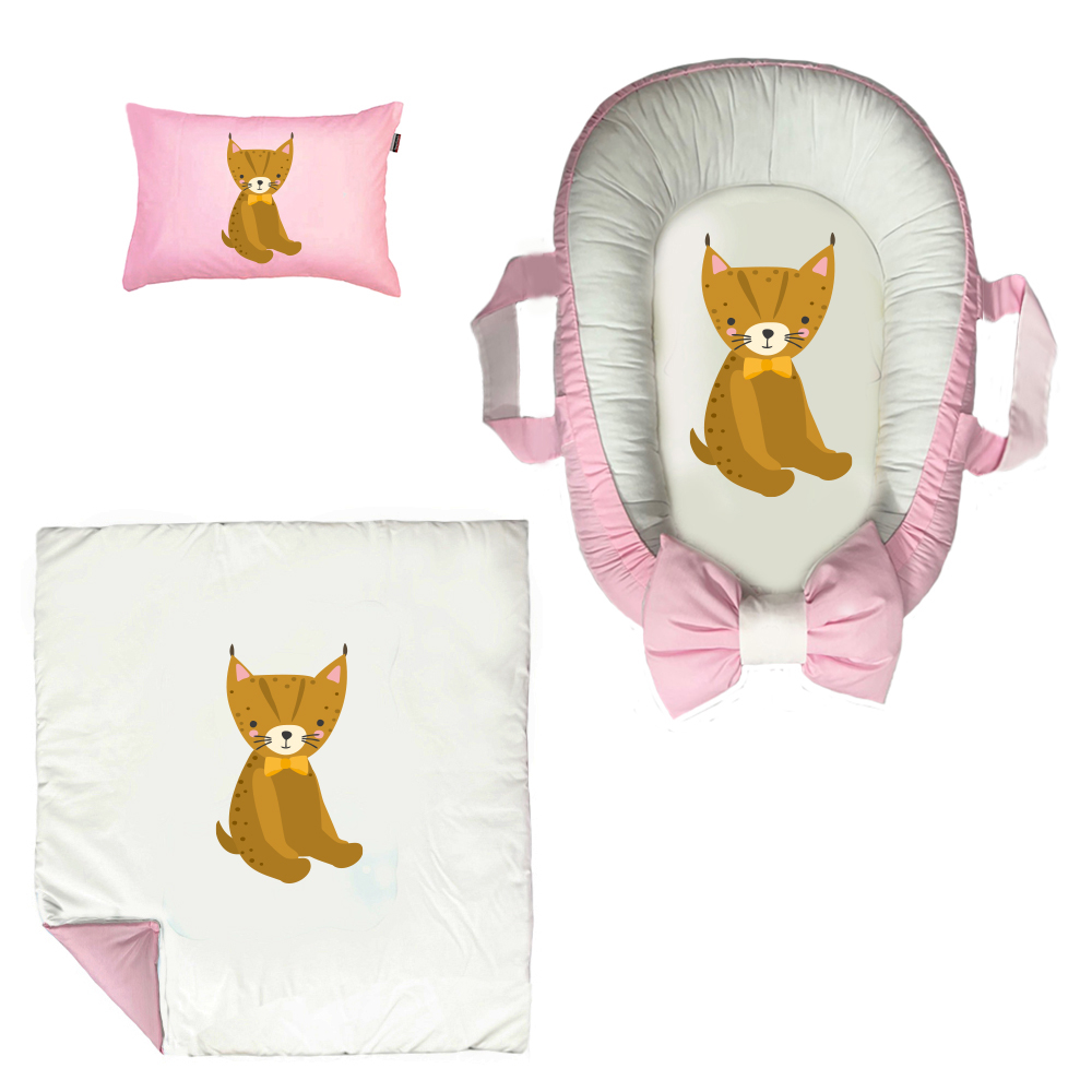 سرویس خواب سه تکه نوزاد مدل گارد محافظ دار طرح کیتی کد 038