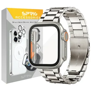بند اسپریگ مدل 3Bead Ultra Design مناسب برای اپل واچ سری Se/4/5/6 سایز 44 میلی متری به همراه کاور