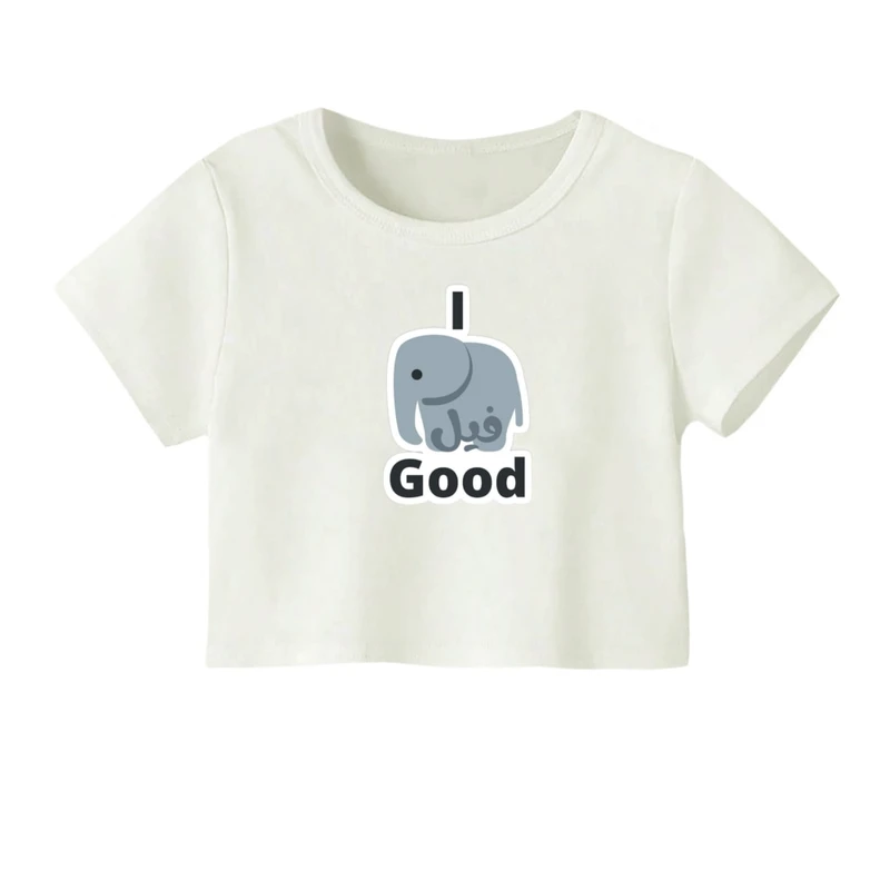 کراپ‌ تی‌شرت آستین کوتاه زنانه مدل فیل کد 2