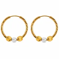 گوشواره حلقه&zwnj;ای طلا کم اجرت  18 عیار زنانه طلای علیمحمدی مدل سه گوی کد QWE657