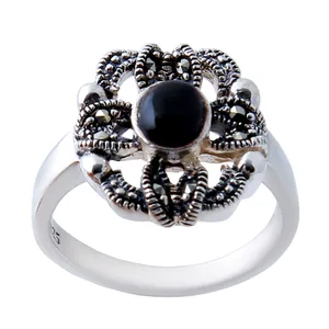 انگشتر نقره زنانه بازرگانی میلادی مدل  عقیق نگین مارکازیت کد AW_379