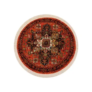 فرش ماشینی 700 شانه زمینه مسی حاشیه مسی ستاره کویر یزد مدل گرد کد YN-N132-2549