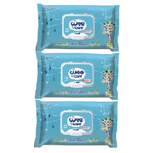 دستمال مرطوب کودک وی کر مدل عصاره جو و روغن پنبه دانه 3 بسته 72 عددی