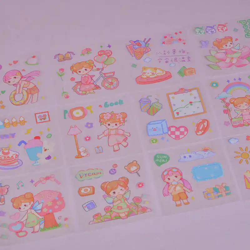 برچسب مدل برش خورده طرح فانتزی دخترانه بسته 12 عددی