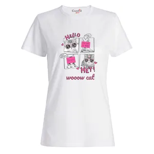 تی شرت آستین کوتاه زنانه کاندید اسپرت طرح گربه مدل 06