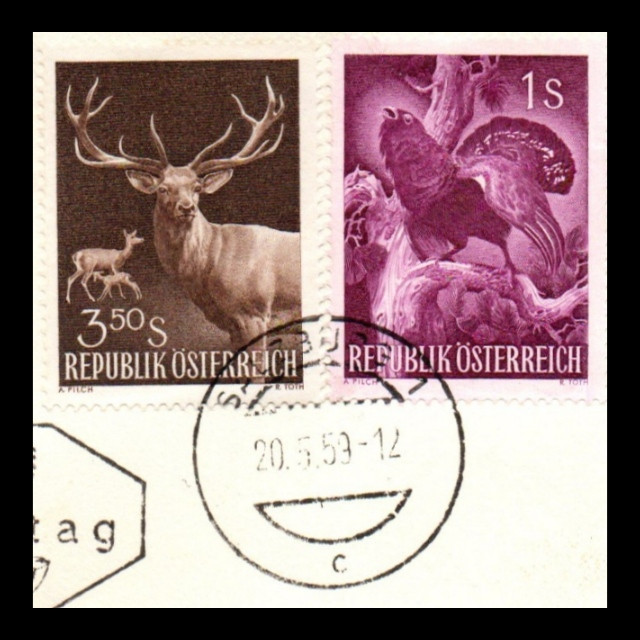 تمبر یادگاری مدل اتریش پاکت مهر روز مجموعه 2 عددی