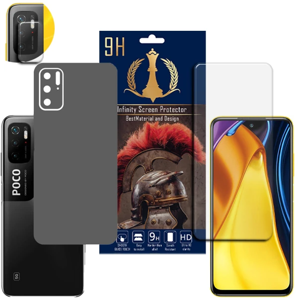 برچسب پوششی اینفینیتی مدل PRO MAX مناسب برای گوشی موبایل شیائومی POCO M3 PRO به همراه محافظ صفحه نمایش و محافظ لنز دوربین