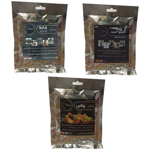 کود فسفر ریشه زایی (10-52-10)و پتاس و آمینو اسید مدل raw material وزن 150 گرم بسته 3 عددی 
