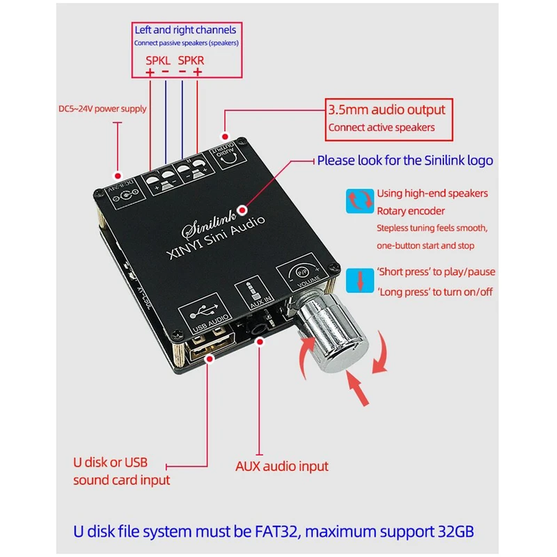 عکس شماره 4 : ماژول آمپلی فایر بلوتوثی مدل 50w_x2 کد a type usb