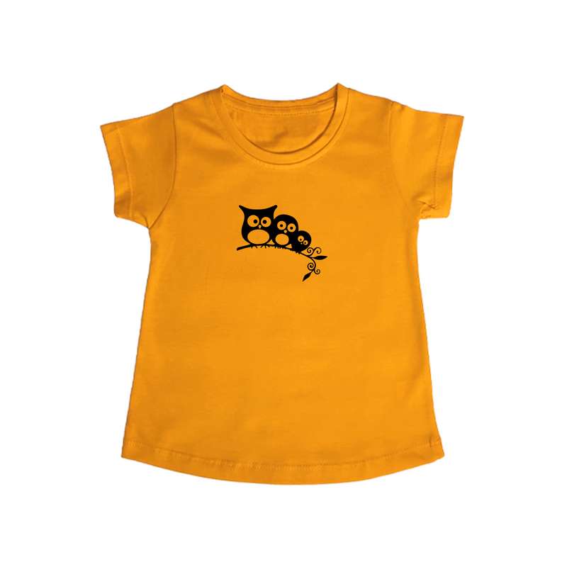 تی شرت آستین کوتاه دخترانه مدل جوجه جغد کد O.Blk