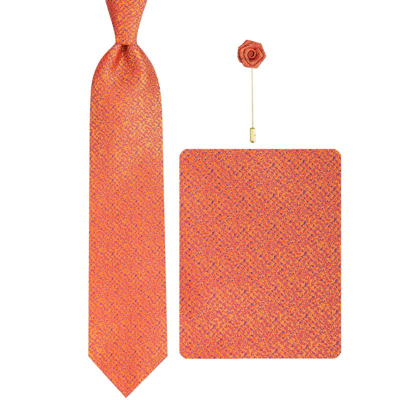 ست کراوات و دستمال جیب و گل کت مردانه جیان فرانکو روسی مدل GF-CA2574-OR
