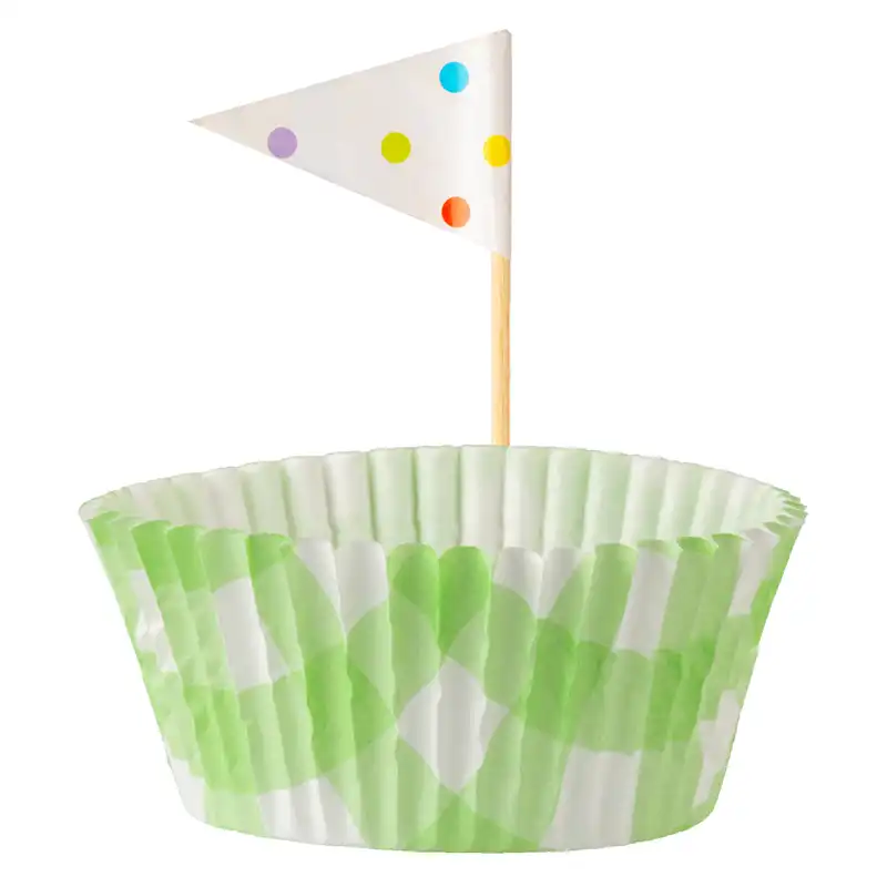 کپسول کاپ کیک مدل چهارخونه بسته 24 عددی به همراه تاپر