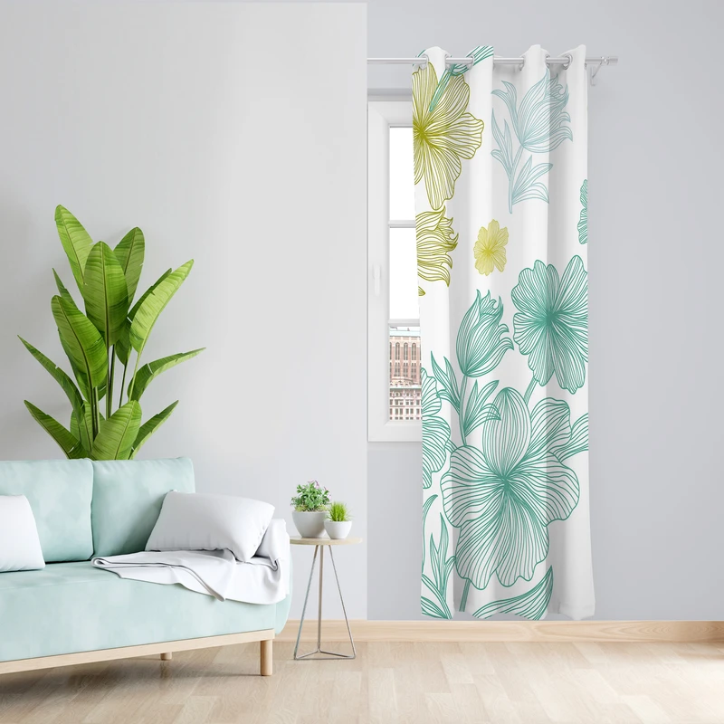 پرده طرح گل مدل مخمل پانچی کد 2190 z سایز 140x200 سانتی متر