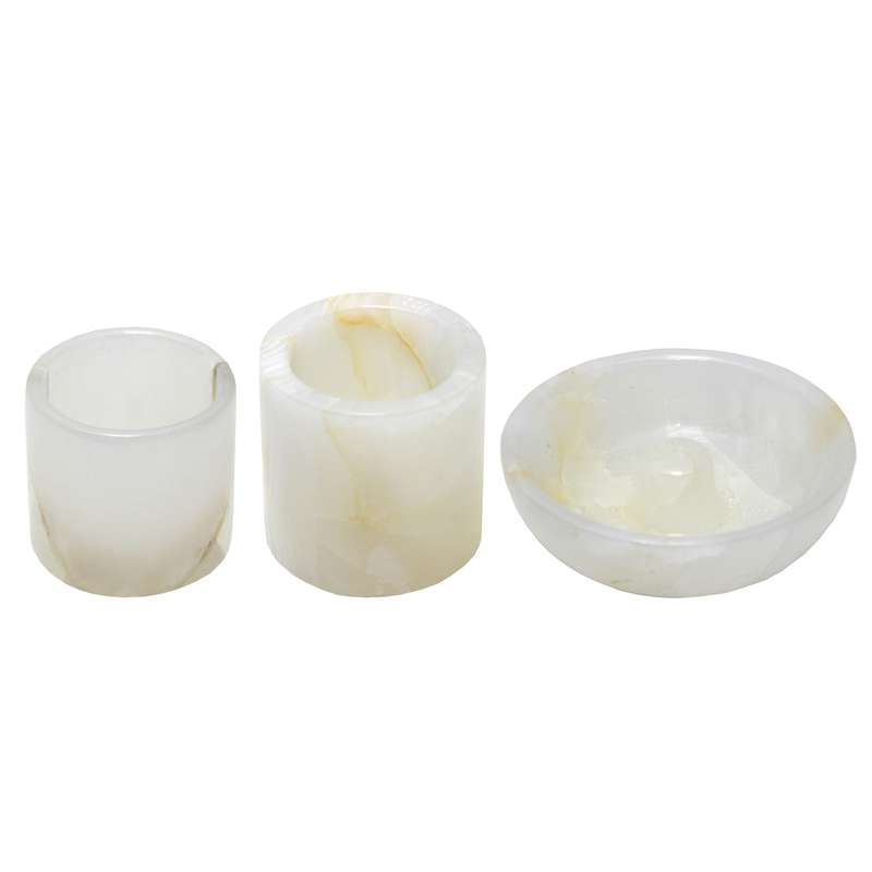 ست 3 تکه جاشمعی و جاعودی مدل Marble
