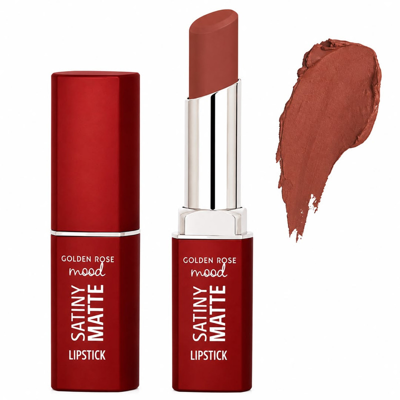 رژ لب جامد مات گلدن رس مدل Satiny Matte شماره 05 رنگ رز آجری