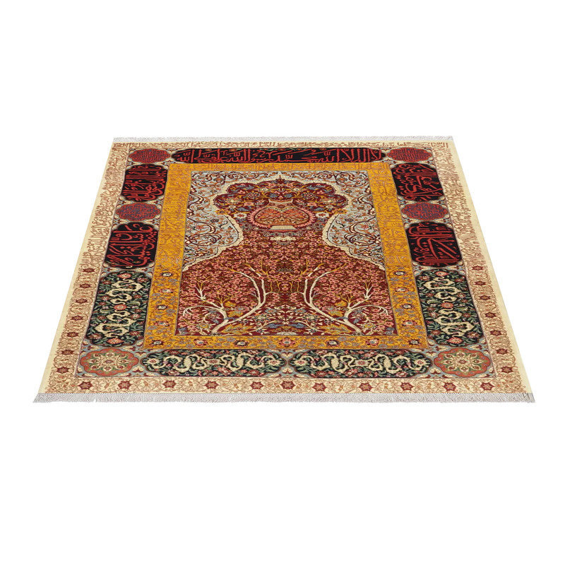 فرش ماشینی زانیس مدل سنتی طرح قم زمینه عنابی