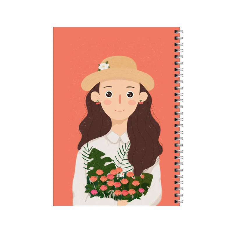 دفتر مشق 80 برگ بامبیلیپ طرح دختر و دسته گل رز مینیاتوری کد 4957128