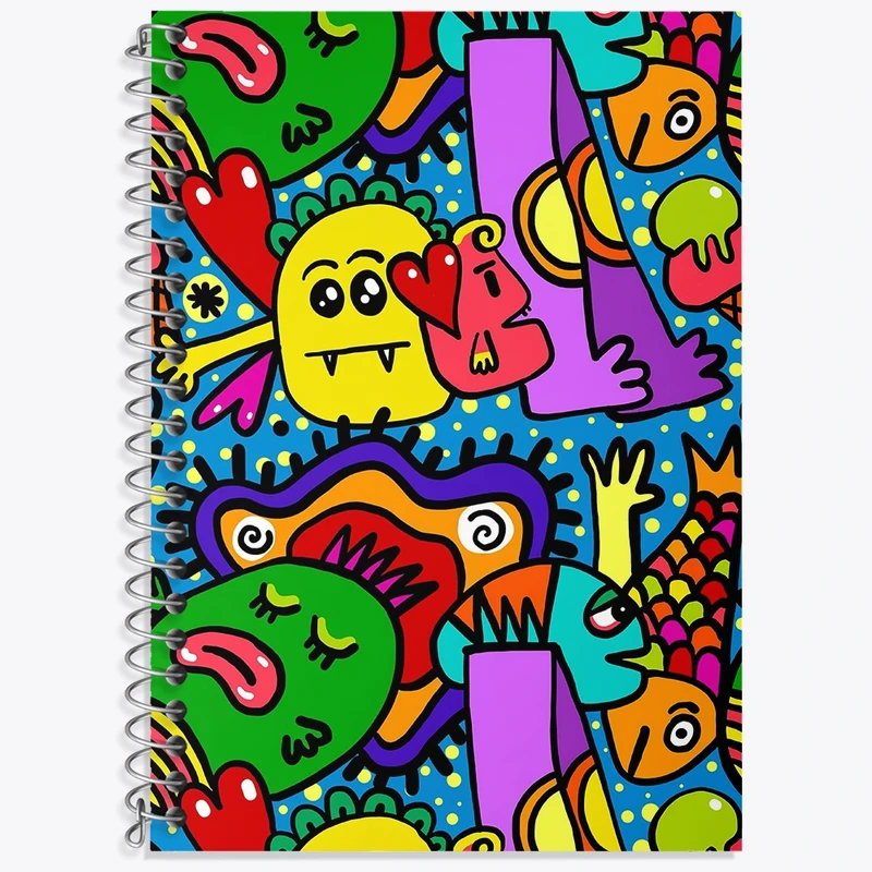 دفتر زبان 50 برگ خندالو مدل دو خط طرح فانتزی کد N1645