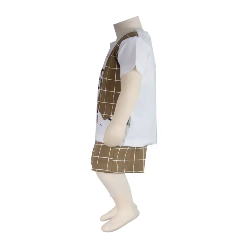 ست تی شرت و شلوارک نوزادی آدمک مدل جلیقه دار کد 160005