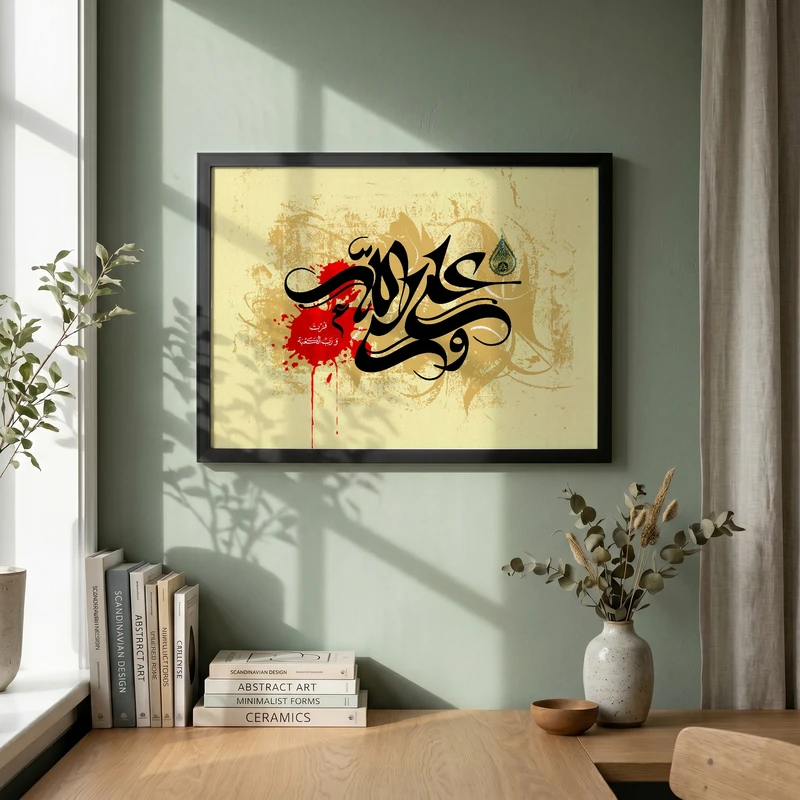 تابلو طرح شهادت امام علی (ع) مدل G14364 فریم مشکی