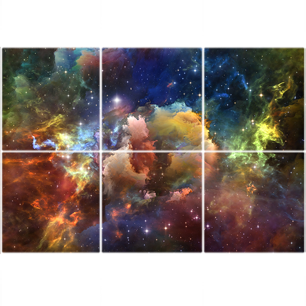 تایل سقفی آسمان مجازی طرح کهکشان کد ST 7194-6 سایز 60x60 سانتی متر مجموعه 6 عددی