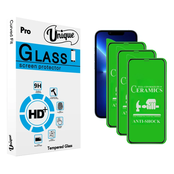 محافظ صفحه نمایش سرامیکی یونیک مدل +Clear مناسب برای گوشی موبایل اپل iPhone 13 Mini بسته سه عددی