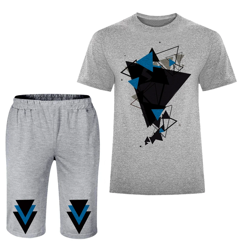 ست تی شرت و شلوارک مردانه مدل انتزاعی A10 